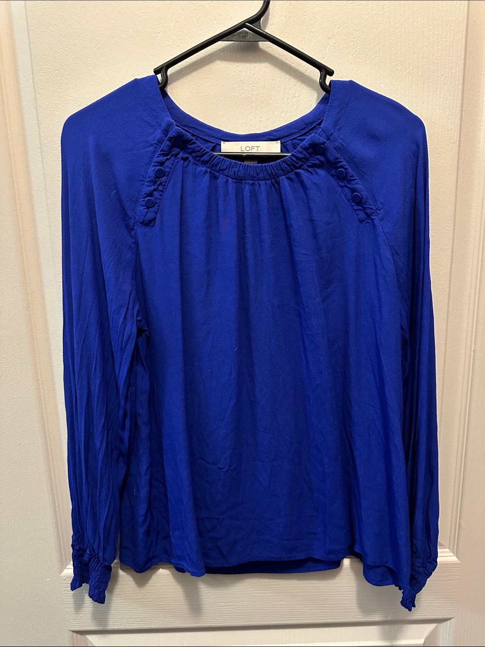 LOFT Blue Long-Sleeve Peasant Top